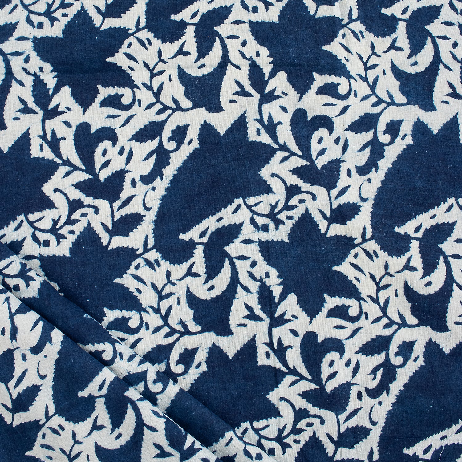 Pure Cotton Hand Printed Indigo Fabric