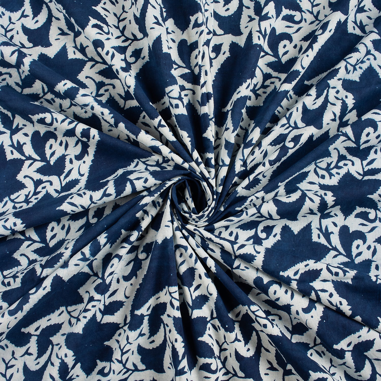 Pure Cotton Hand Printed Indigo Fabric