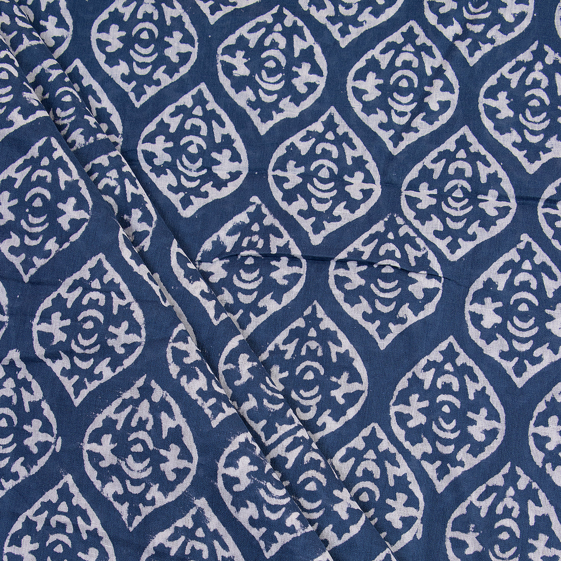 Pure Cotton Indigo Dyed Blue Print Fabric