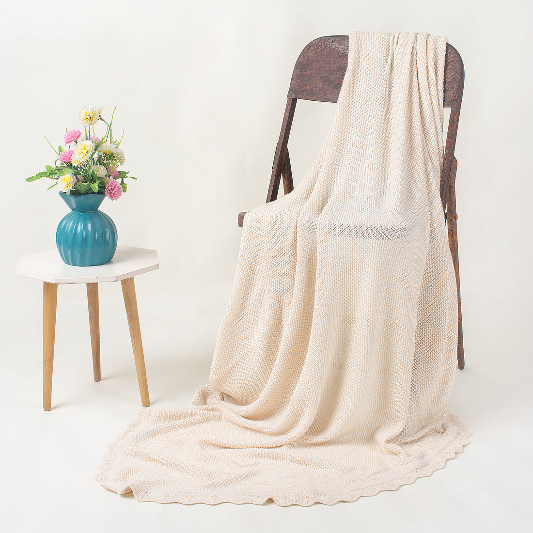 Pure Cotton Knitted Throw Blanket