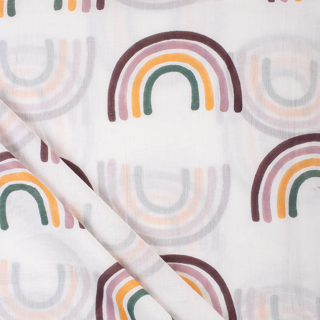 Pure Cotton Rainbow Block Print Fabric By The Yard