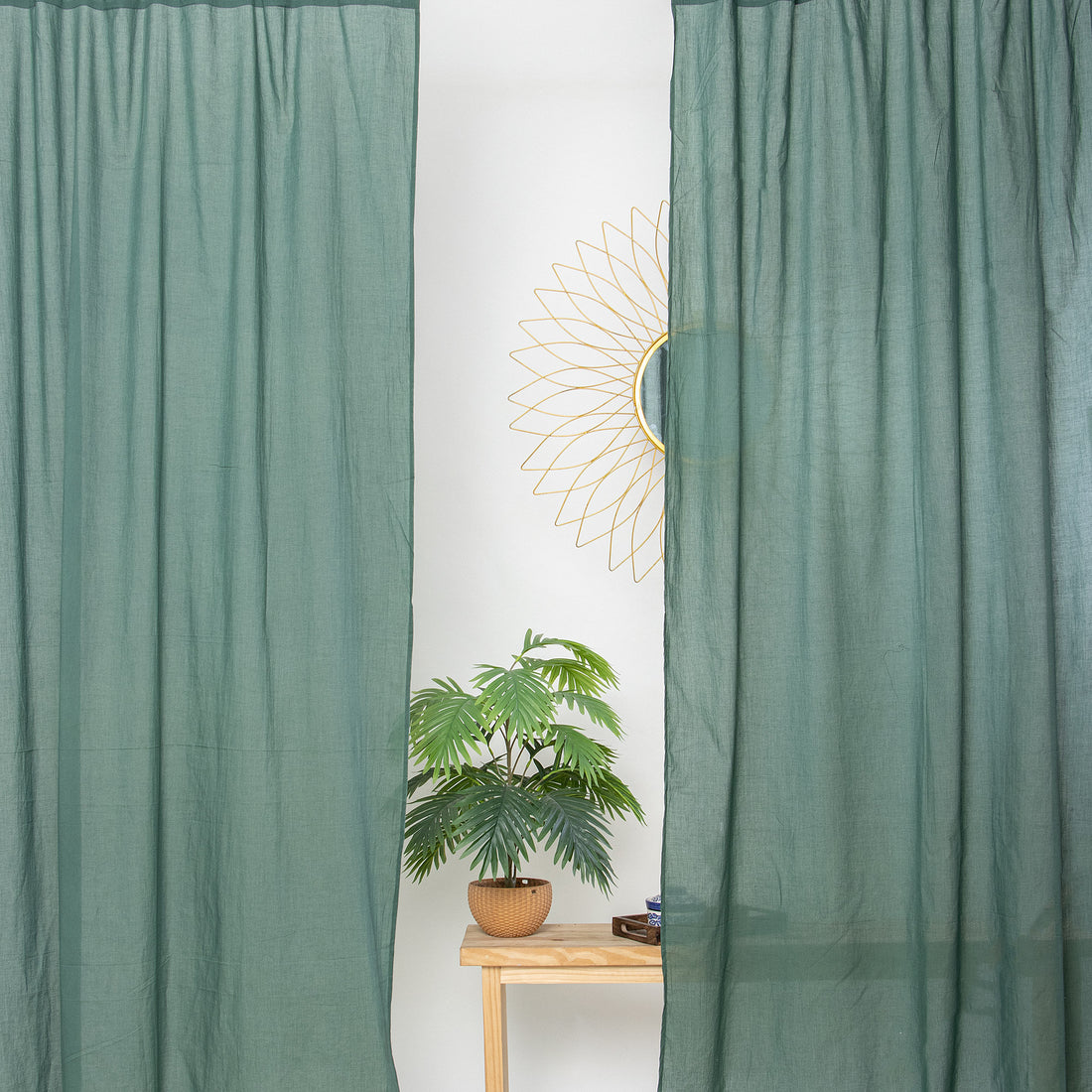 Pure Cotton Solid Dark Green Cotton Curtain