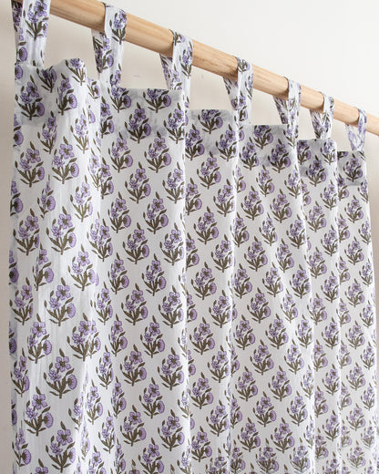 Purple Floral Block Prined Cotton Curtain for Door Online