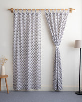 Purple Floral Block Prined Cotton Curtain for Door Online