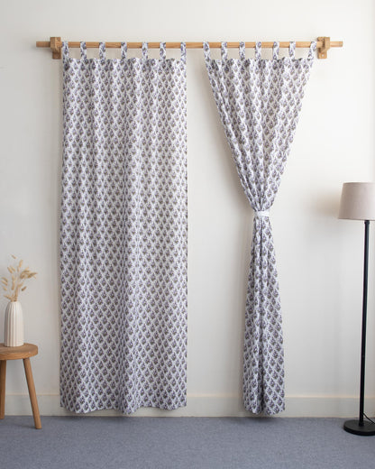 Purple Floral Block Prined Cotton Curtain for Door Online