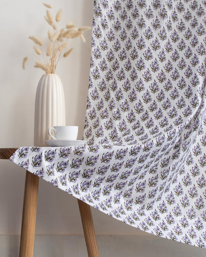 Purple Floral Block Prined Cotton Curtain for Door Online