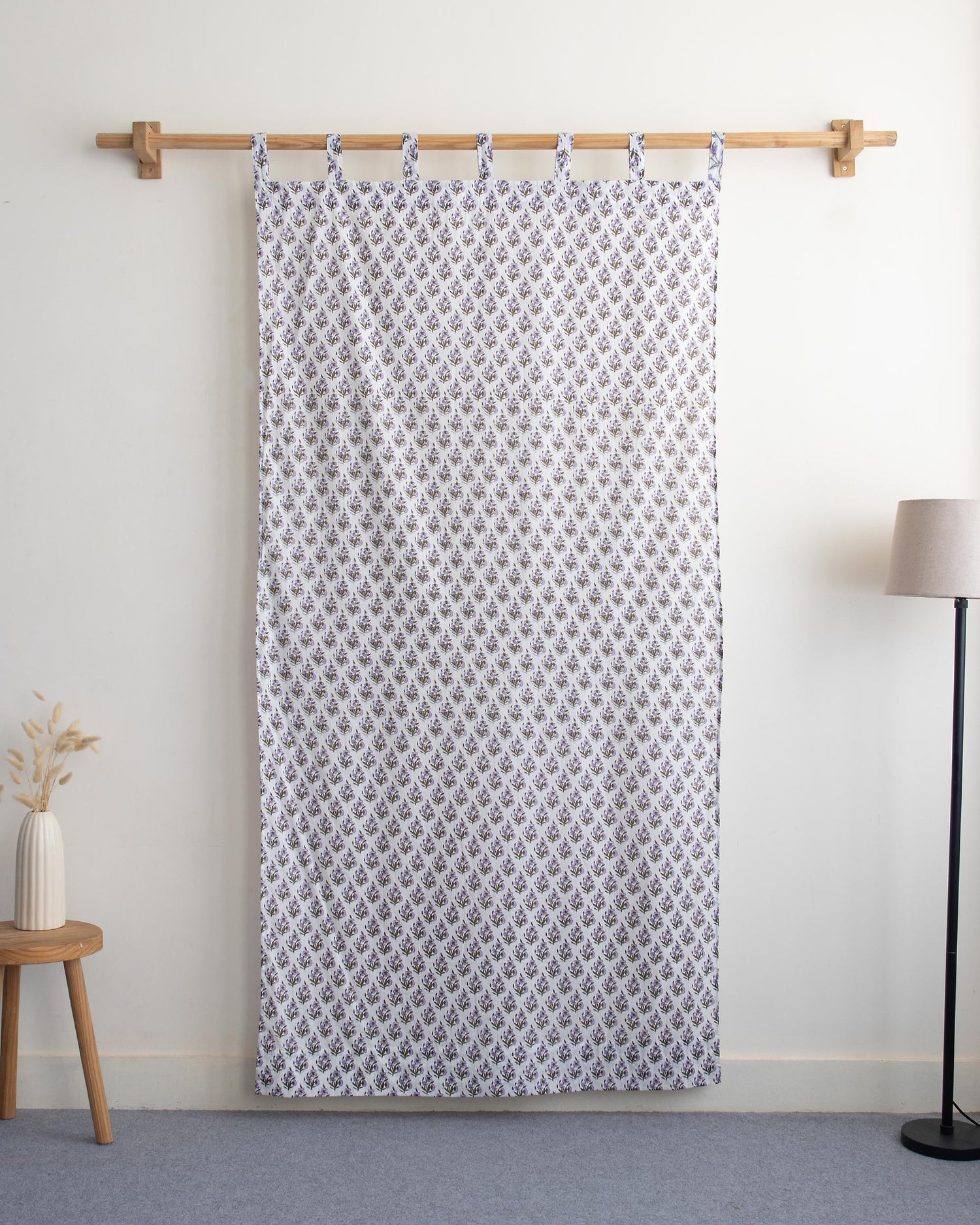 Purple Floral Block Prined Cotton Curtain for Door Online