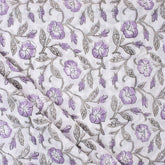 Purple Floral Indain Hand Block Print Fabric