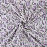 Purple Floral Indain Hand Block Print Fabric