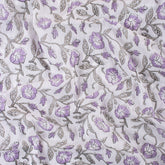 Purple Floral Indain Hand Block Print Fabric