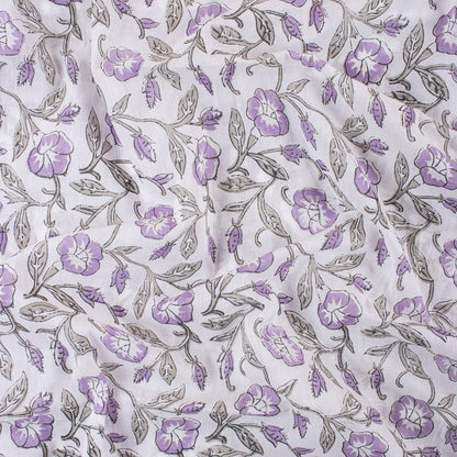 Purple Floral Indain Hand Block Print Fabric