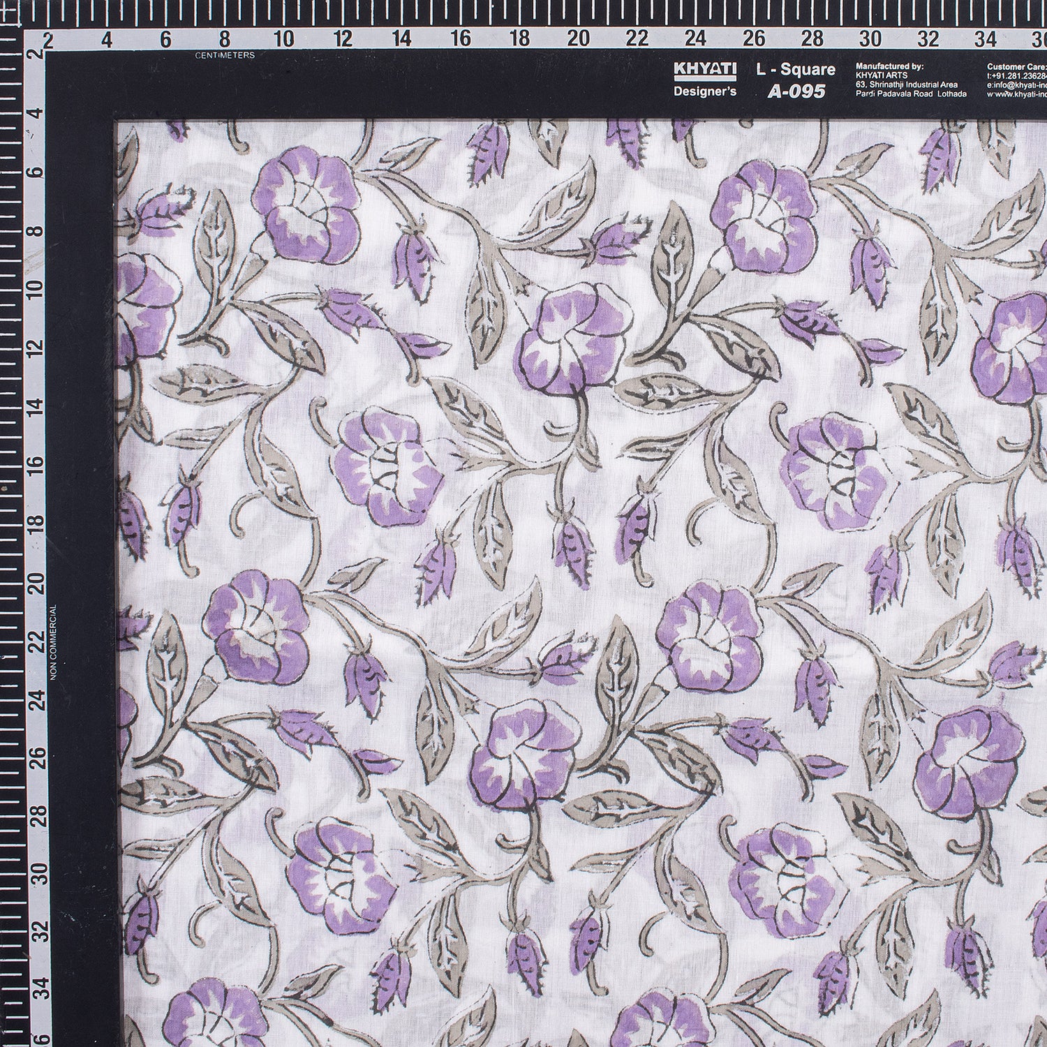 Purple Floral Indain Hand Block Print Fabric