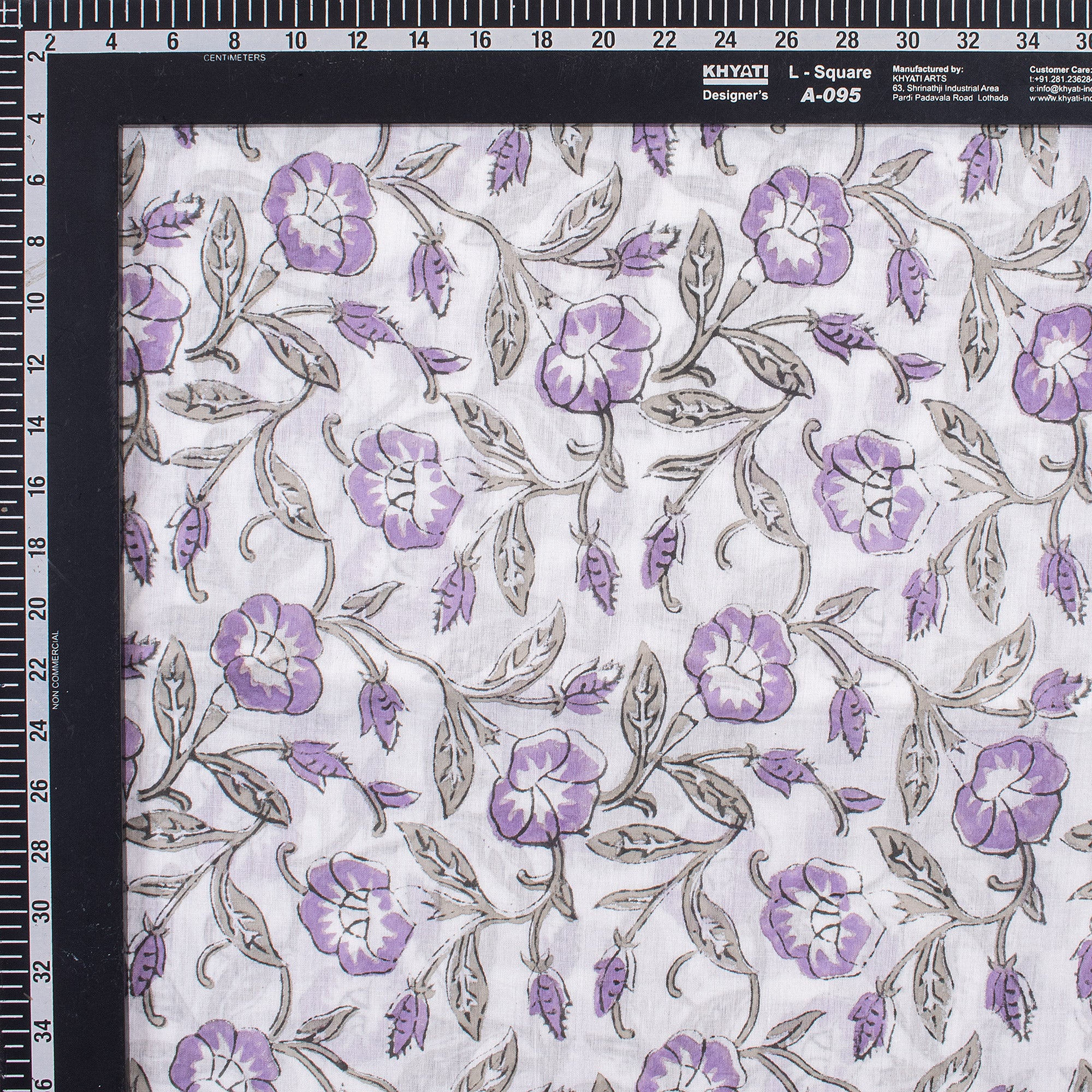 Purple Floral Indain Hand Block Print Fabric