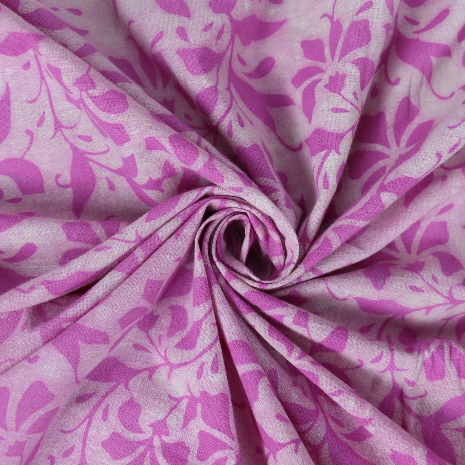 Purple Floral Pure Cotton Hand Block Print Dabu Fabric