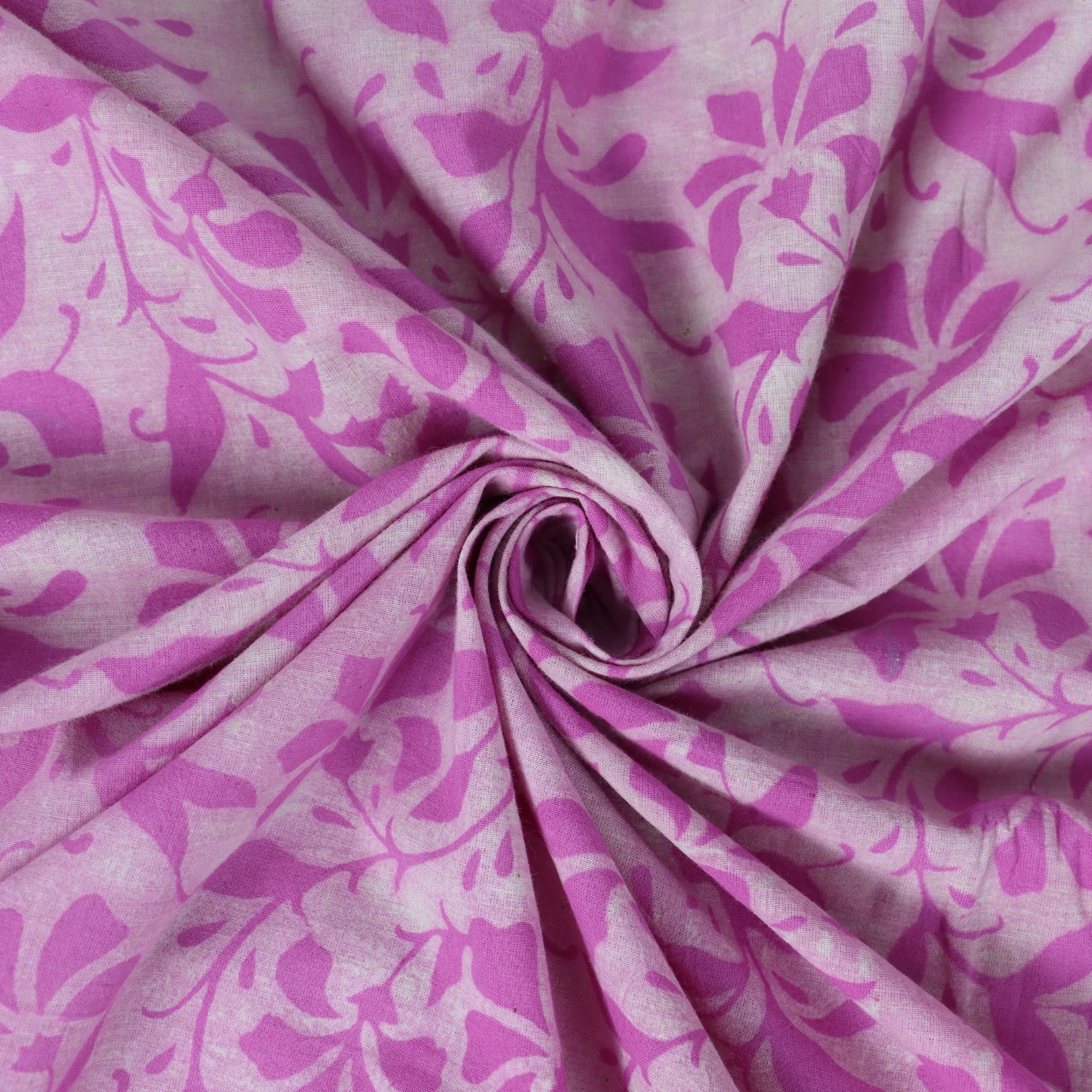 Purple Floral Pure Cotton Hand Block Print Dabu Fabric