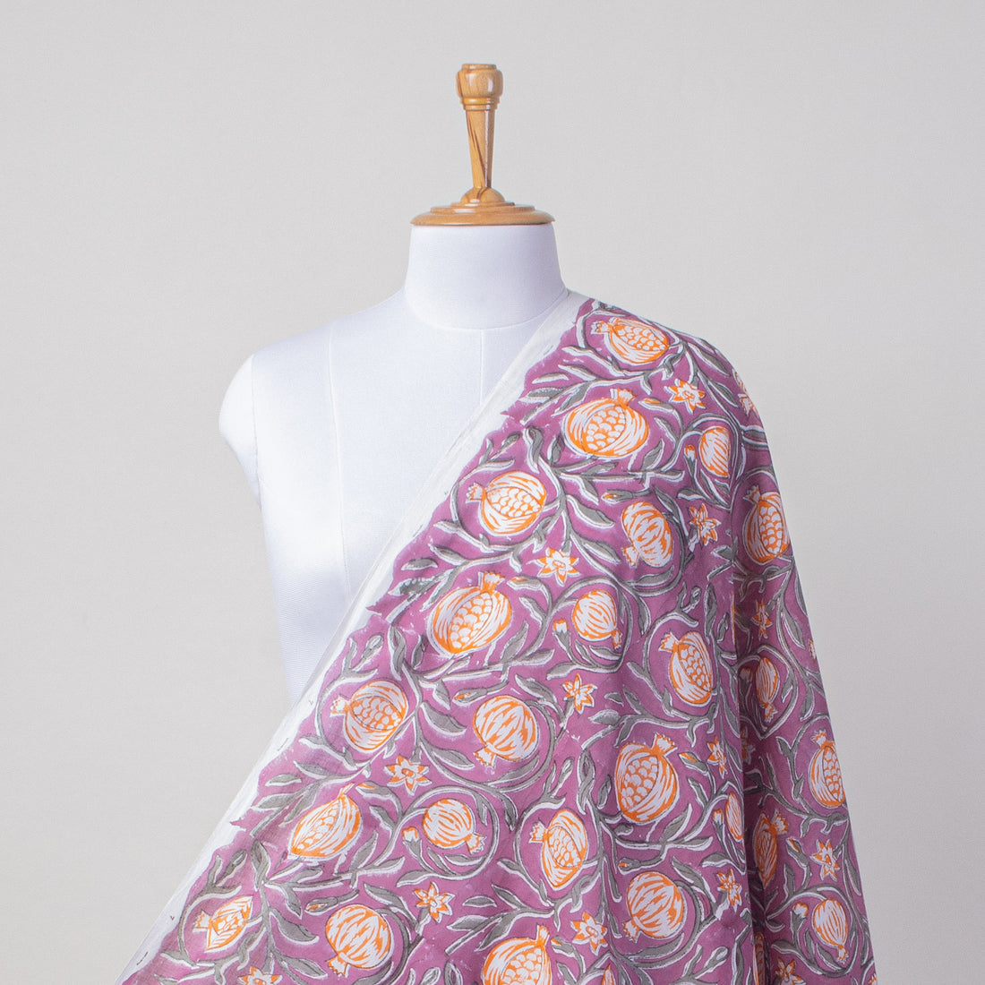 Purple Fruit Hand Block Print Cotton Beach Sarong Wrap for Women