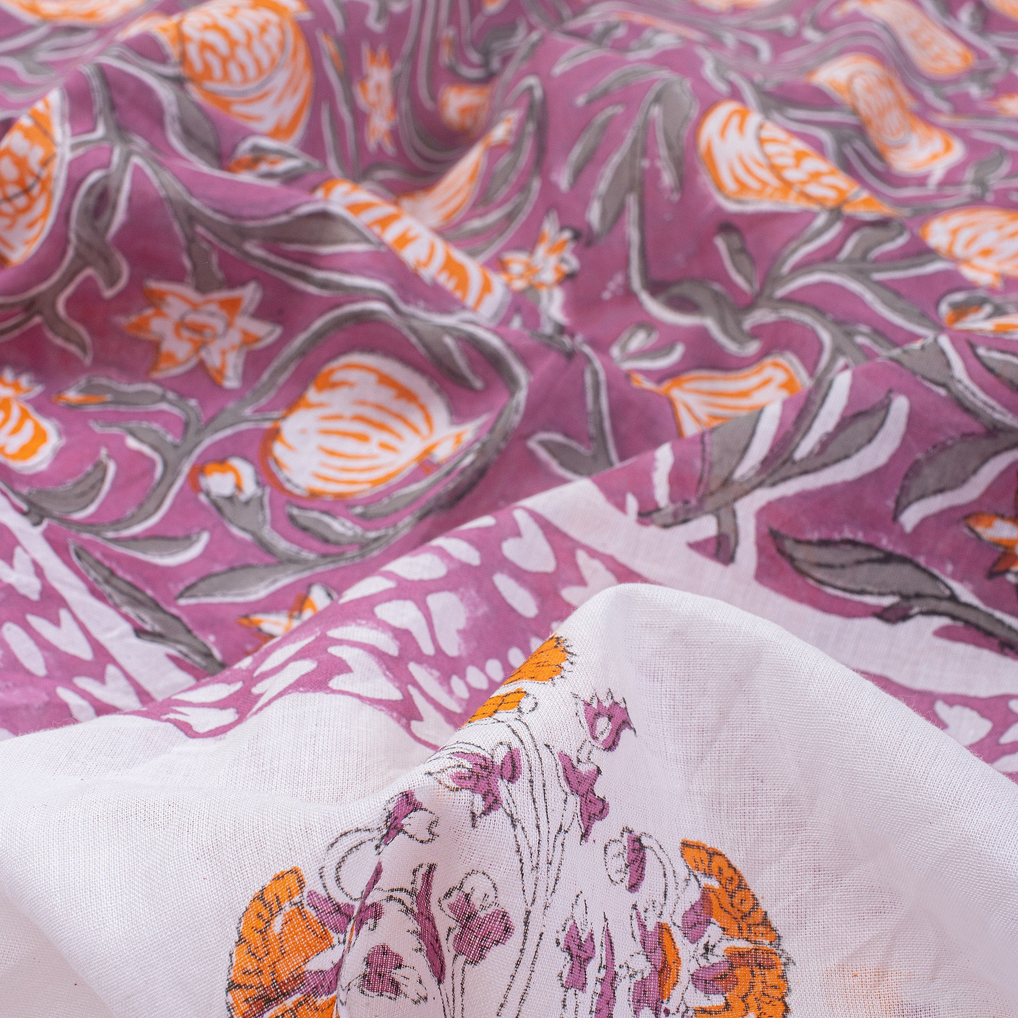 Purple Fruit Hand Block Print Cotton Beach Sarong Wrap for Women