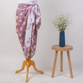 Purple Fruit Hand Block Print Cotton Beach Sarong Wrap for Women
