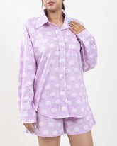 Purple Hand Printed Cotton Cord Set for Ladies in India