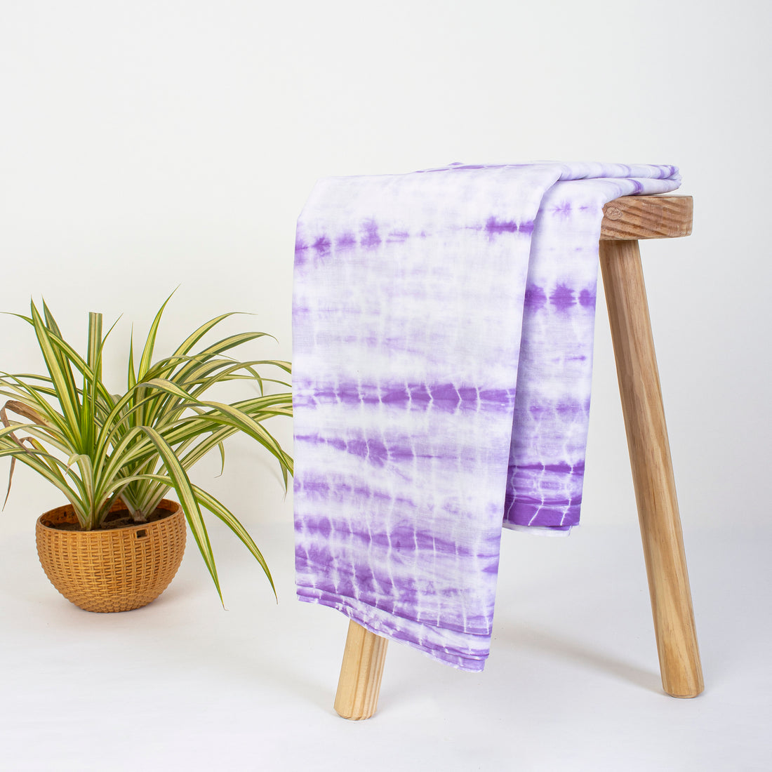 Purple Handcrafted Pure Cotton Tie Dye Shibori Fabric
