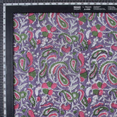 Purple Multicolor Floral Cotton Hand Block Printed Fabric