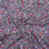 Purple Multicolor Floral Cotton Hand Block Printed Fabric