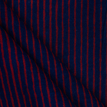 Purple Stipes Dabu Hand Block Print Cotton Fabric