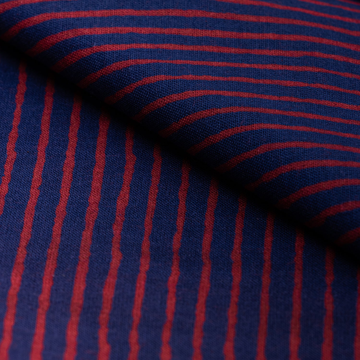 Purple Stipes Dabu Hand Block Print Cotton Fabric