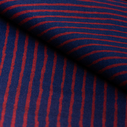 Purple Stipes Dabu Hand Block Print Cotton Fabric