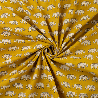 Quality Elephant Bagru Hand Block Printed Fabric