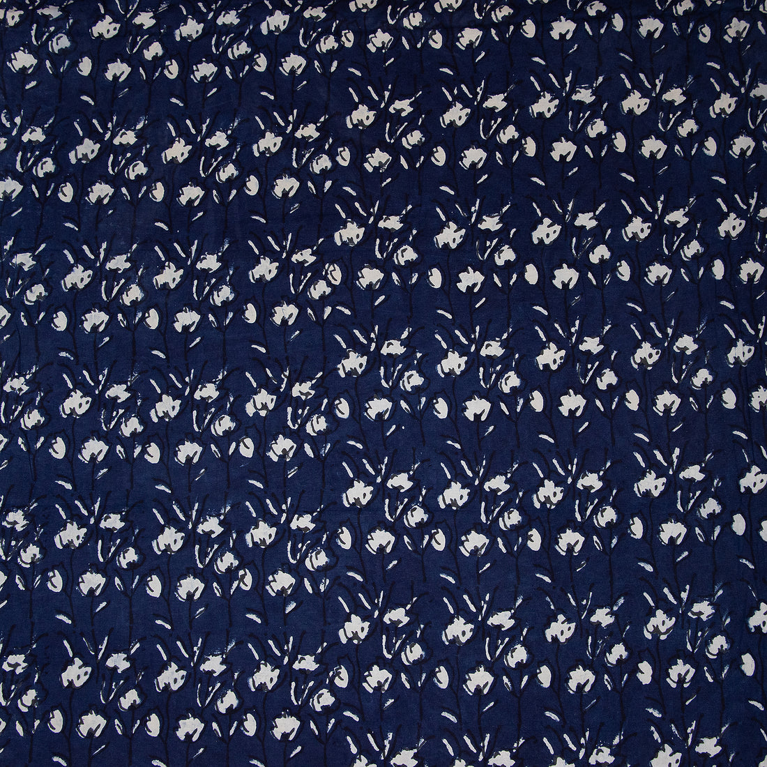 Quality Indigo Floral Printed Organic Natural Cotton Fabric