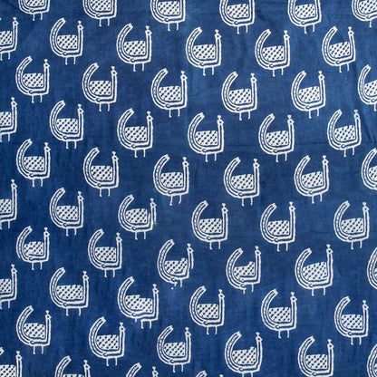 Quality Indigo Peafowl Printed Cotton Fabric