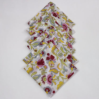 Quality Organic Cotton Red Floral Dinner Table Napkin