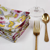 Quality Organic Cotton Red Floral Dinner Table Napkin