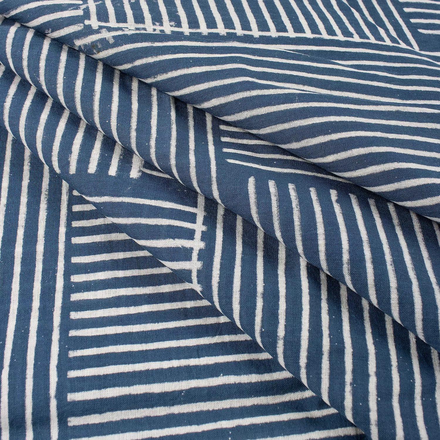 Stripe Handmade Indigo Blue Fabric