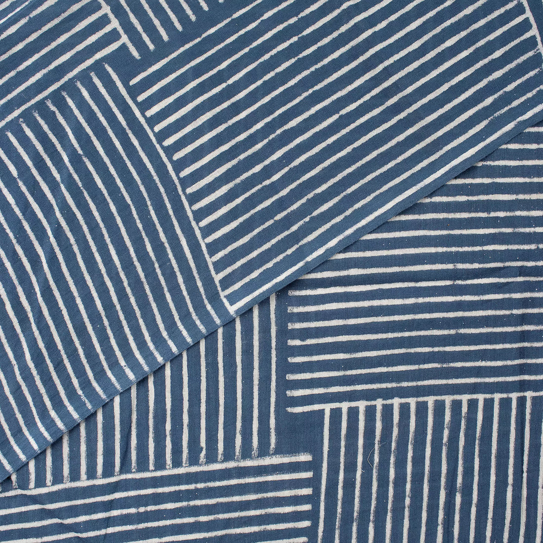 Stripe Handmade Indigo Blue Fabric