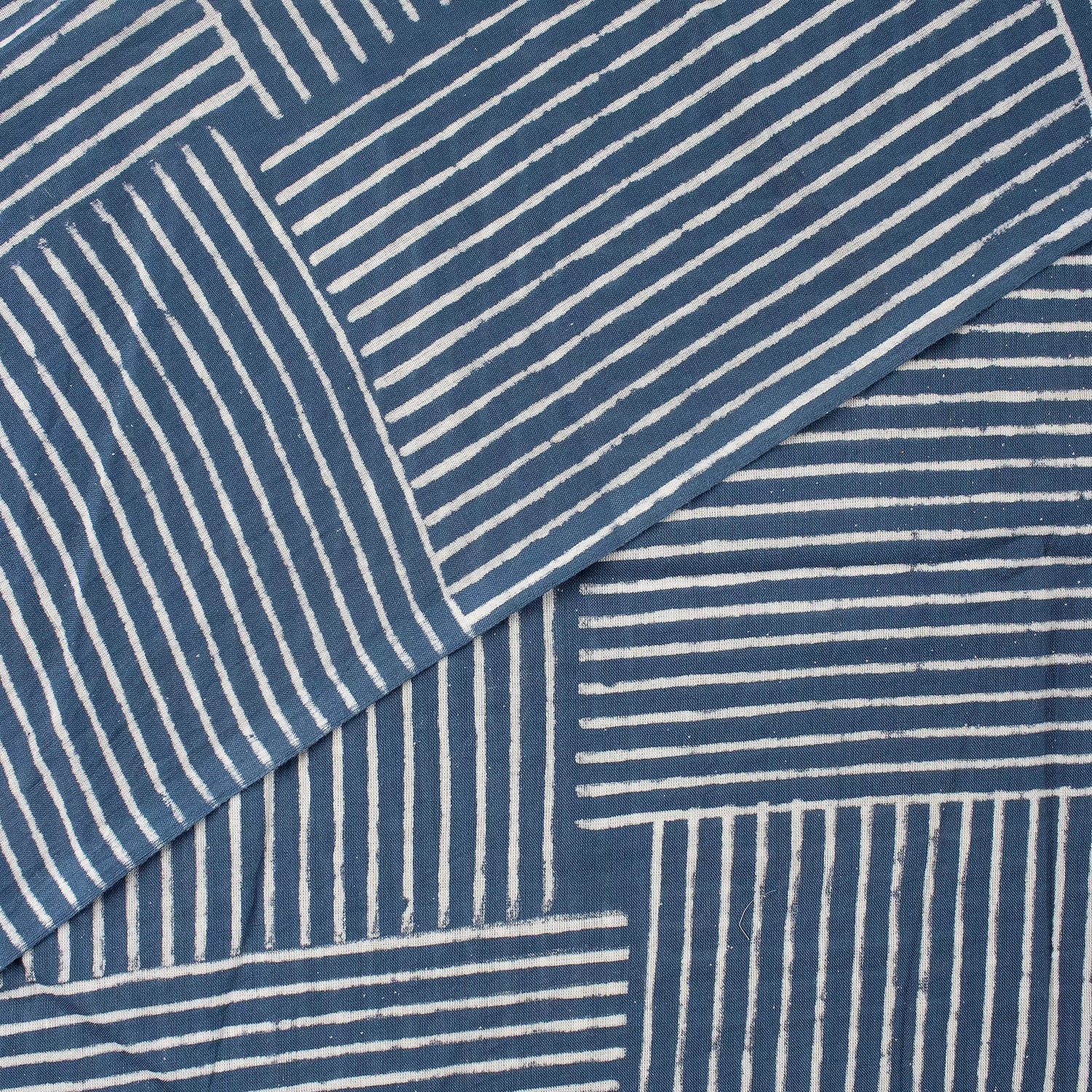 Stripe Handmade Indigo Blue Fabric