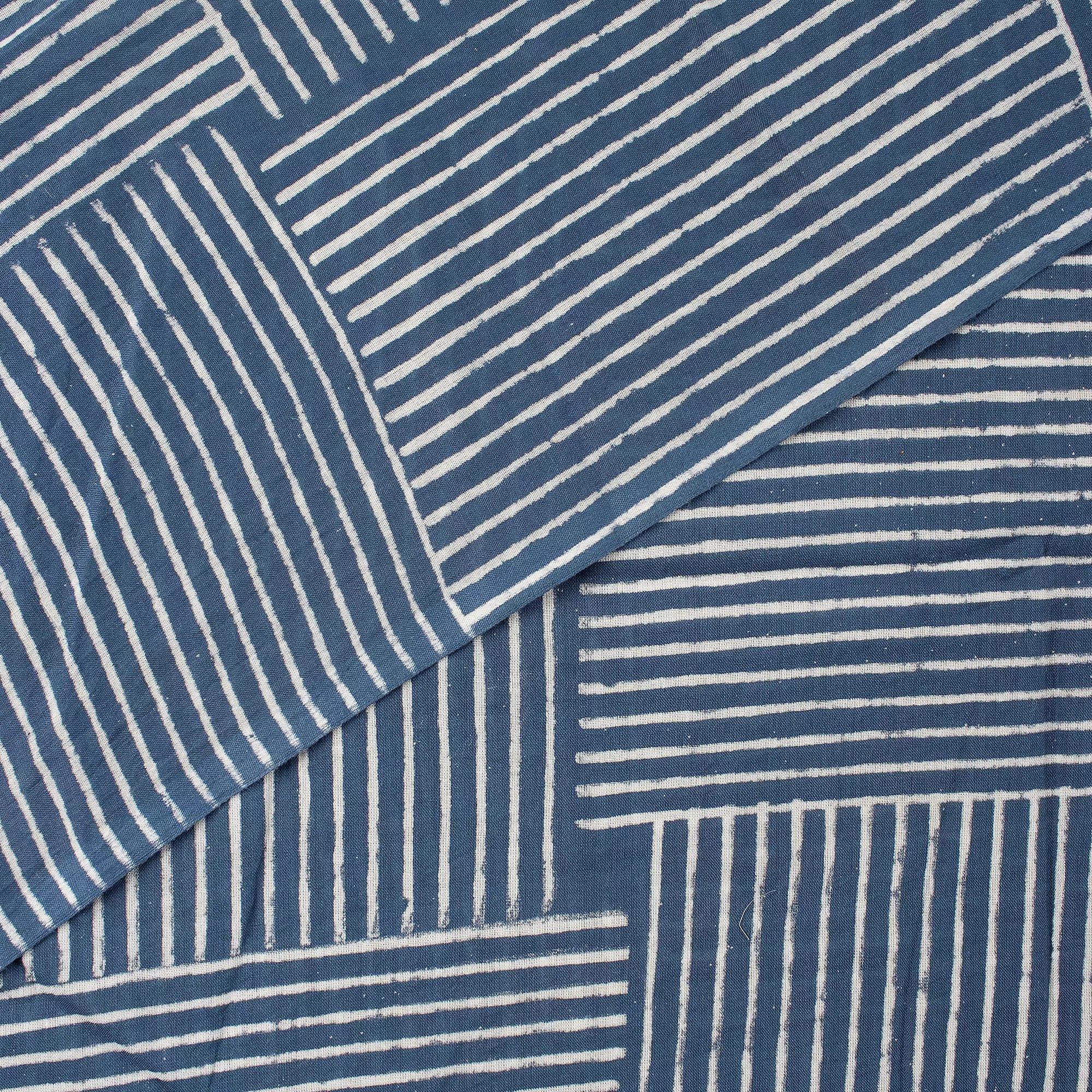 Stripe Handmade Indigo Blue Fabric
