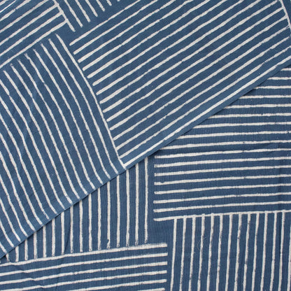 Stripe Handmade Indigo Blue Fabric