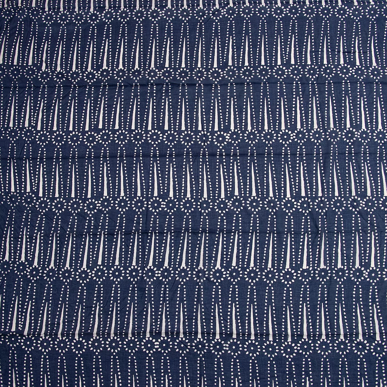 Indigo Blue Printed Pure Cotton Discharge Fabric