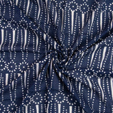 Indigo Blue Printed Pure Cotton Discharge Fabric