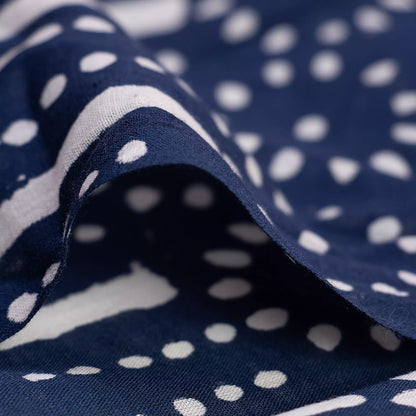 Indigo Blue Printed Pure Cotton Discharge Fabric