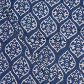 Indigo Blue Printed Pure Cotton Discharge Fabric