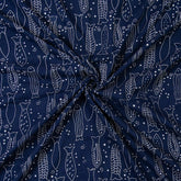 Indigo Blue Hand Block Fish Printed Discharge Fabric
