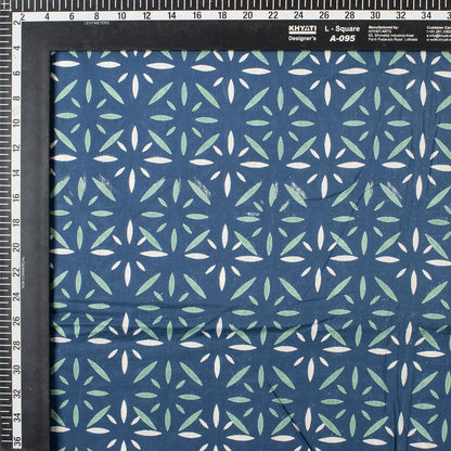 Blue Discharge Hand Block Printed Cotton Fabric by Yard