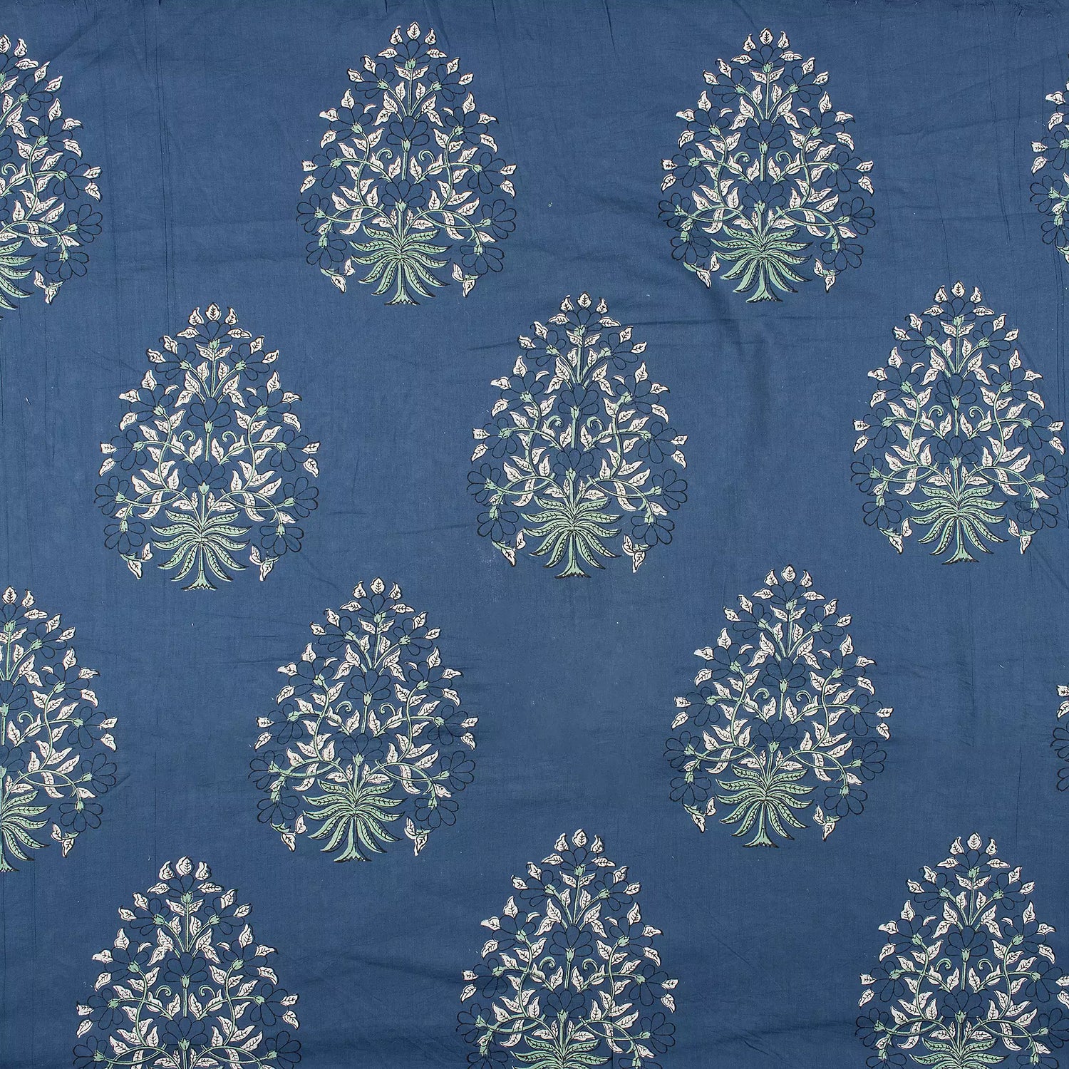 Discharge Hand Block Printed Boota Organic Cotton Fabric