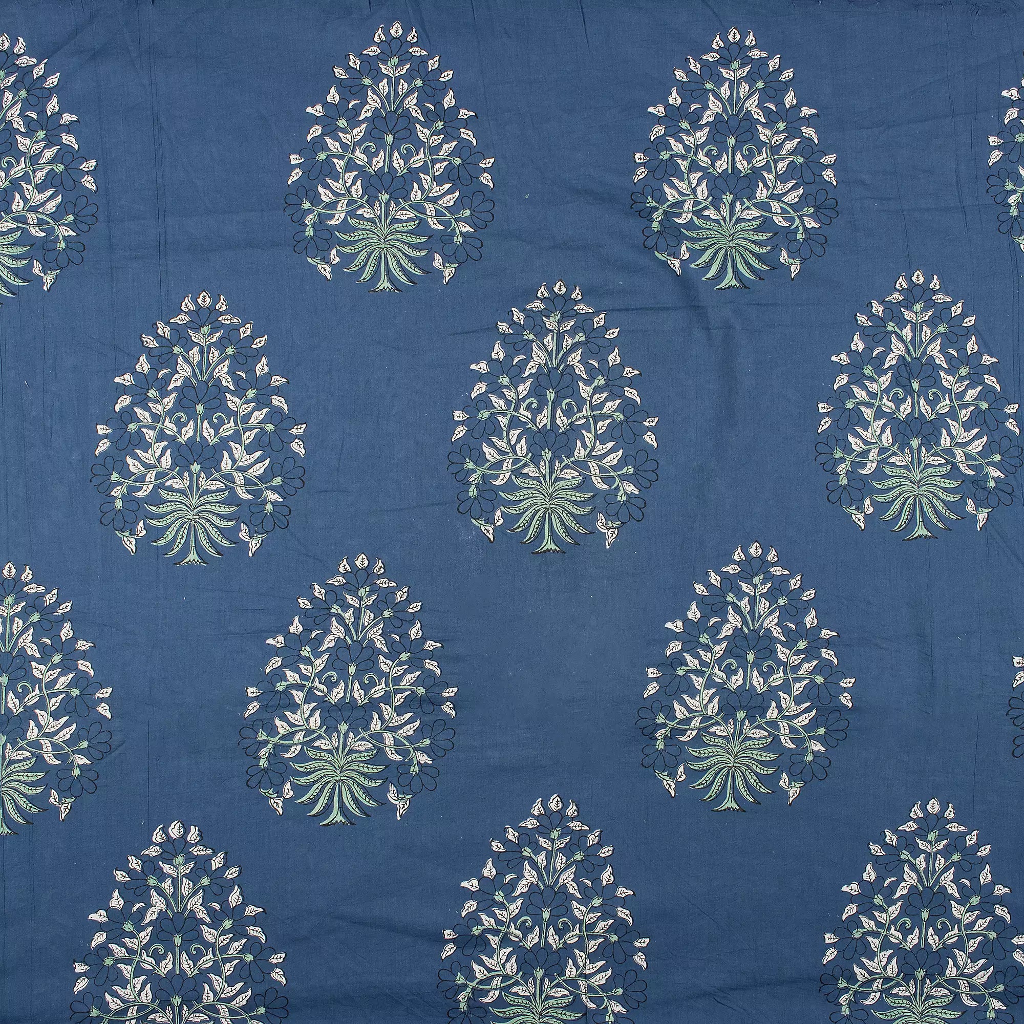Discharge Hand Block Printed Boota Organic Cotton Fabric