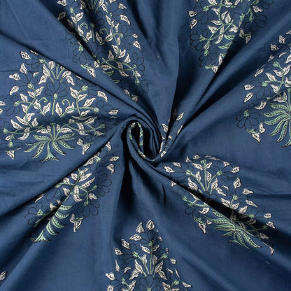 Discharge Hand Block Printed Boota Organic Cotton Fabric