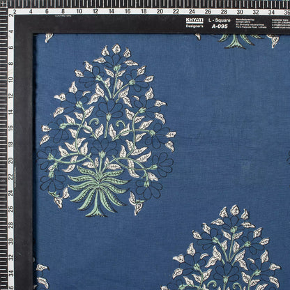 Discharge Hand Block Printed Boota Organic Cotton Fabric