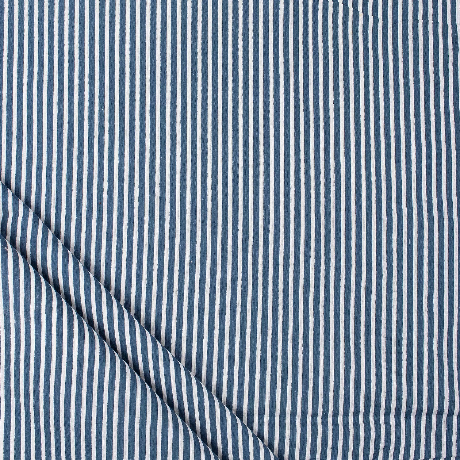 Stripe Block Printed Cotton Discharge Fabric for Dress Material